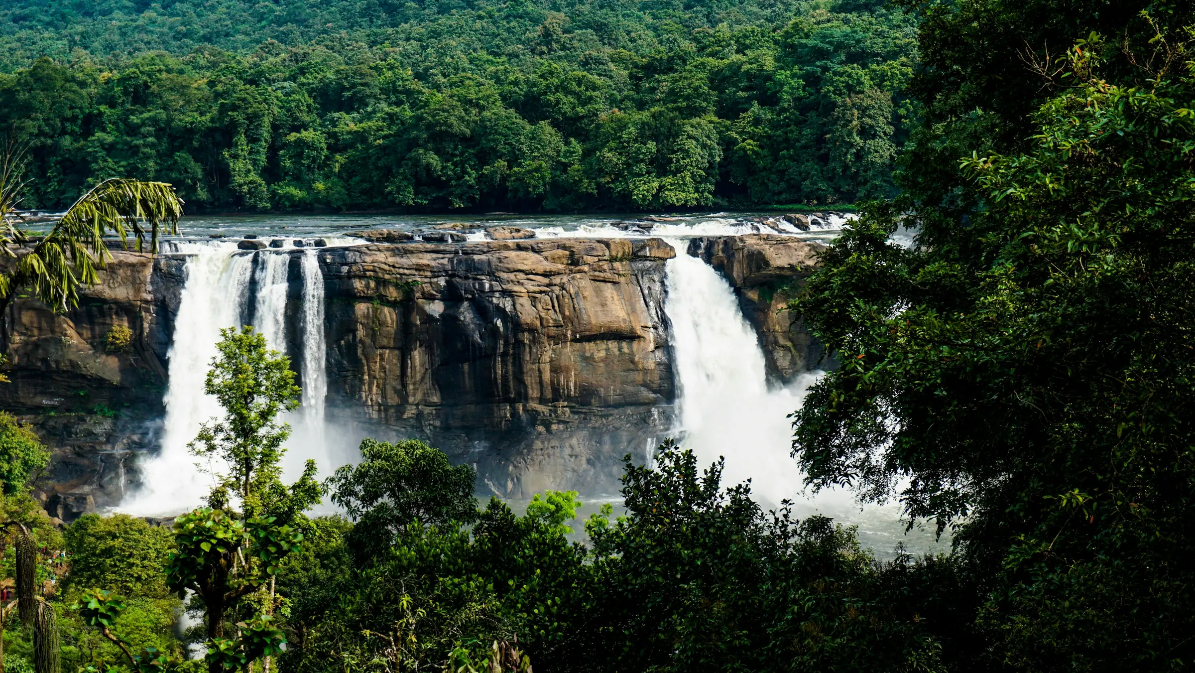 Die Athirappilly-Wasserfälle und der Wald ringsum